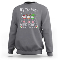 Funny Christmas In July Sweatshirt It's The Most Winederful Time Of The Year Wine Glasses Flower - Wonder Print Shop