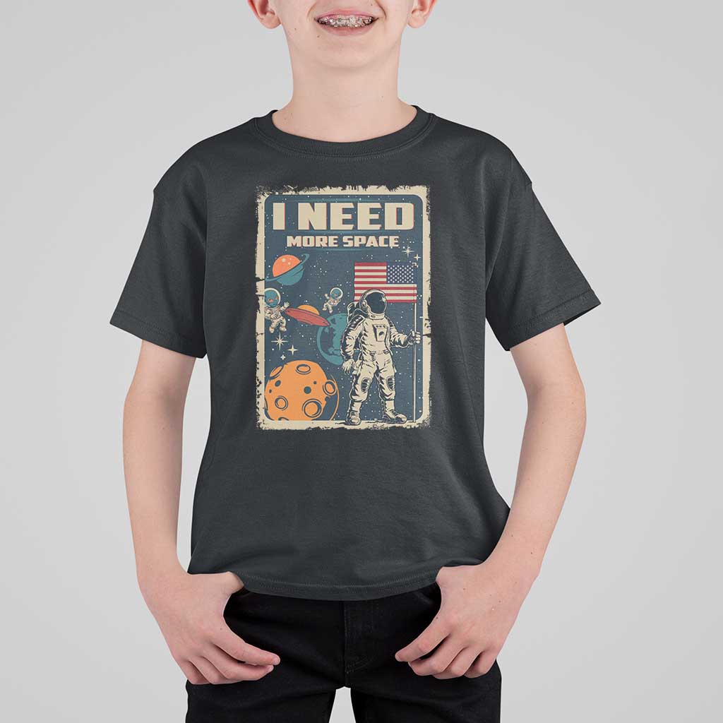 Funny I Need More Space T Shirt For Kid Retro Astronaut Spaceship Star Planets - Wonder Print Shop