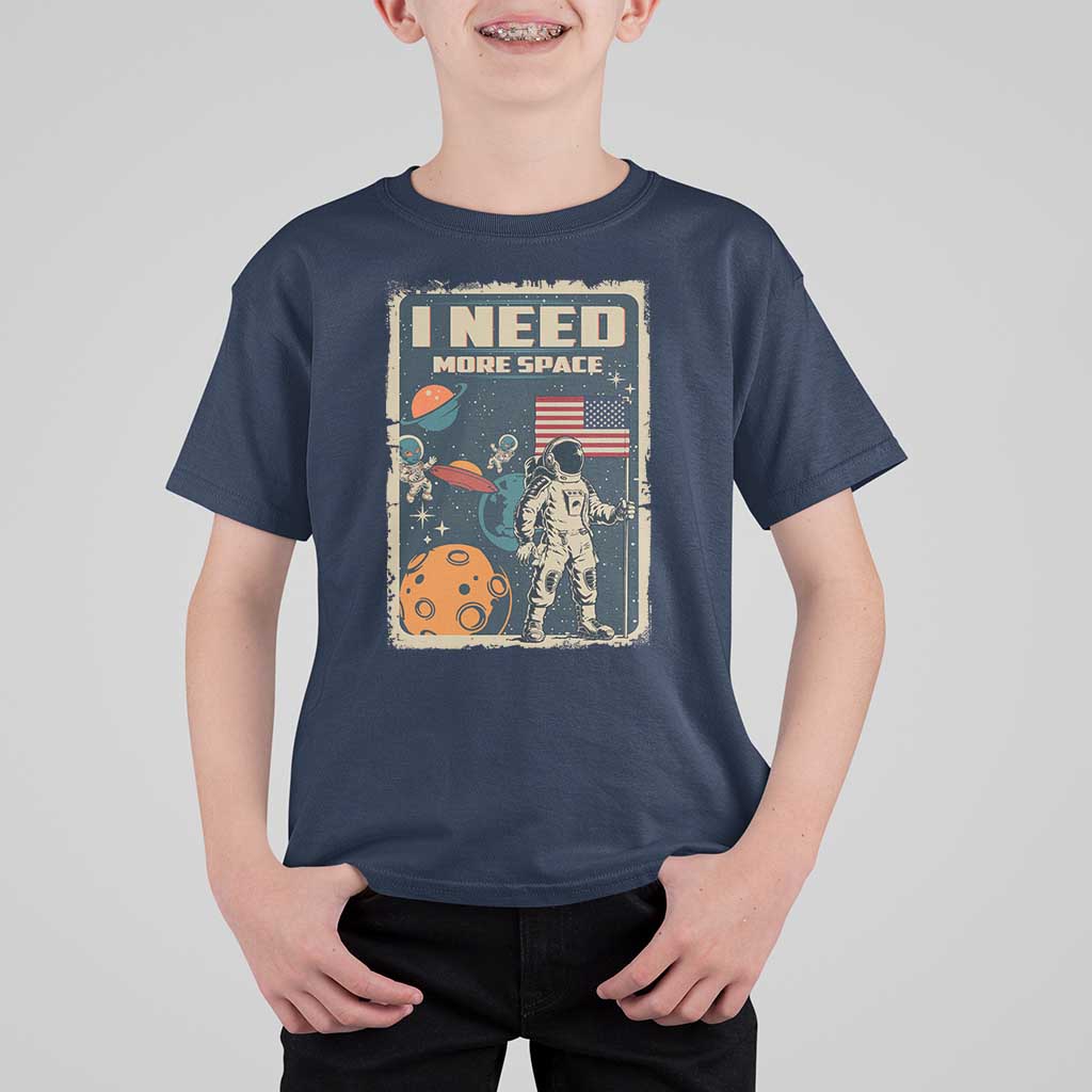 Funny I Need More Space T Shirt For Kid Retro Astronaut Spaceship Star Planets - Wonder Print Shop