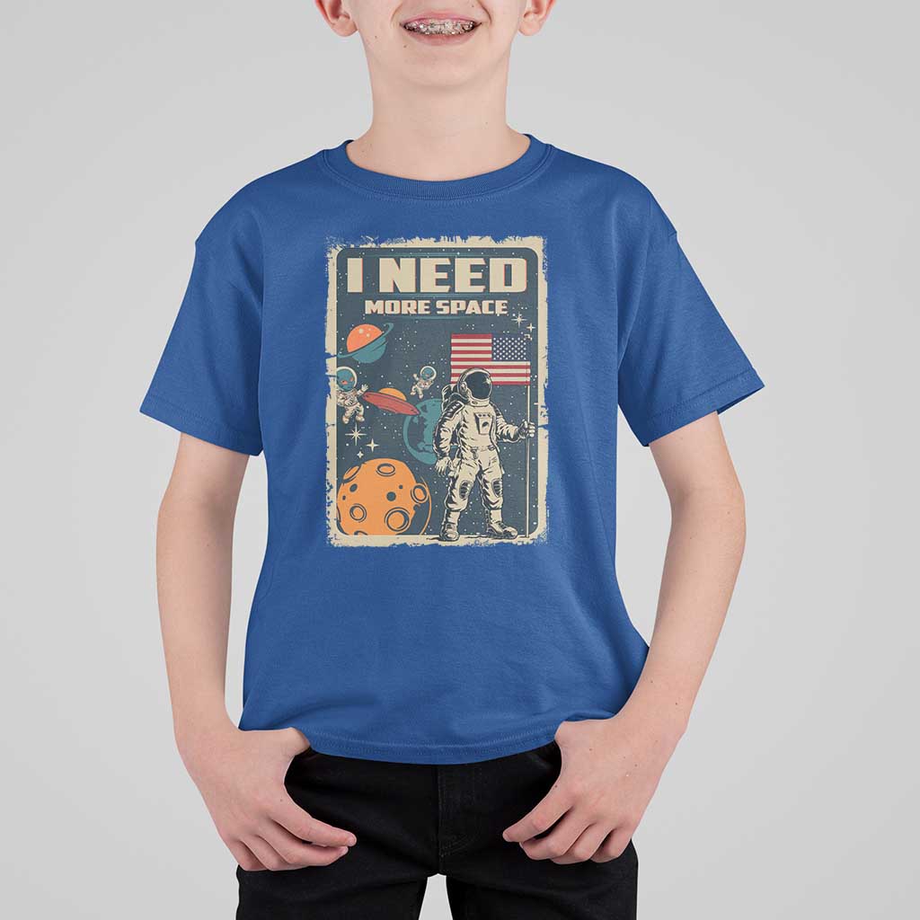 Funny I Need More Space T Shirt For Kid Retro Astronaut Spaceship Star Planets - Wonder Print Shop