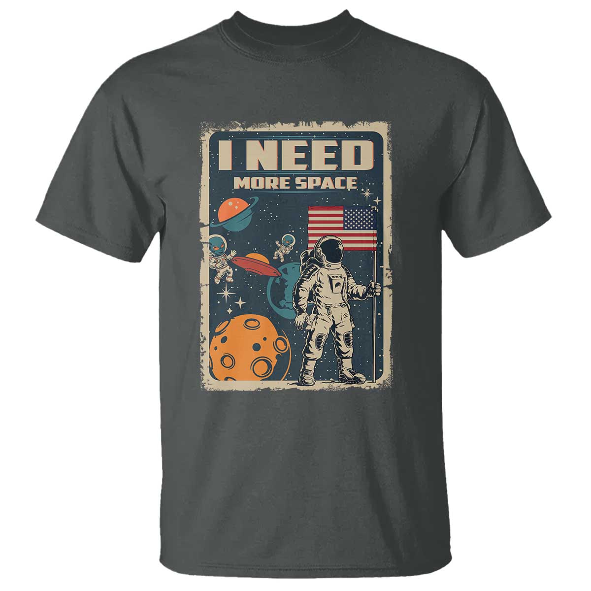 Funny I Need More Space T Shirt Retro Astronaut Spaceship Star Planets - Wonder Print Shop