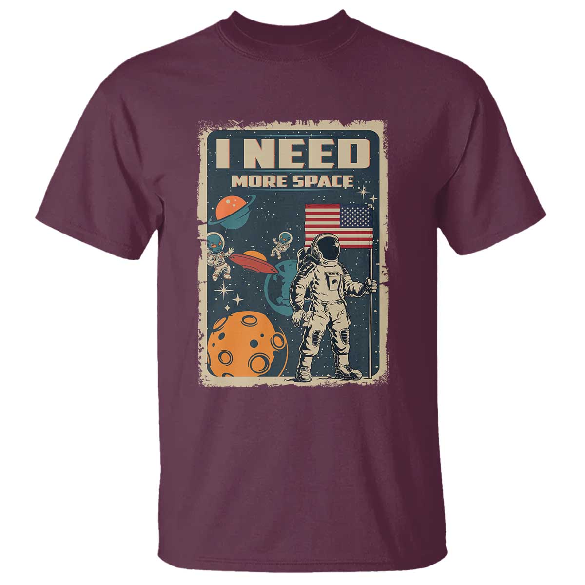 Funny I Need More Space T Shirt Retro Astronaut Spaceship Star Planets - Wonder Print Shop
