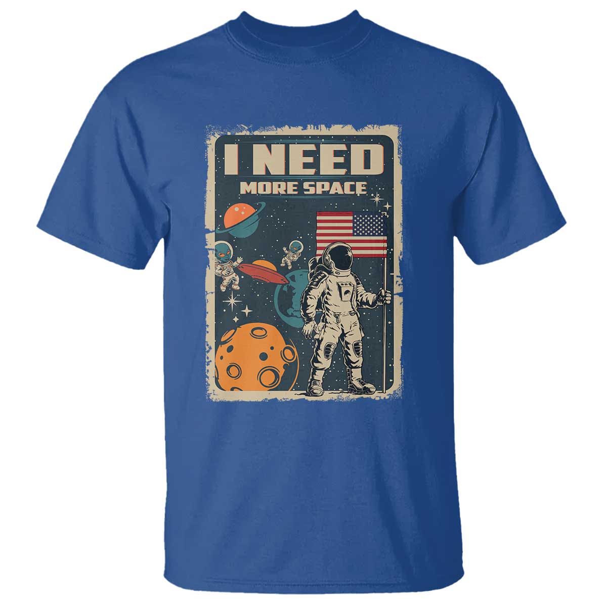 Funny I Need More Space T Shirt Retro Astronaut Spaceship Star Planets - Wonder Print Shop