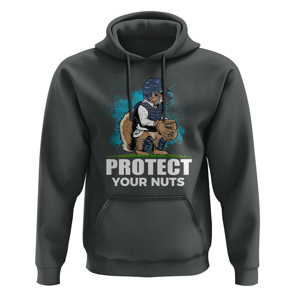 Funny Baseball Squirrel Hoodie Protect Your Nuts Catcher - Wonder Print Shop