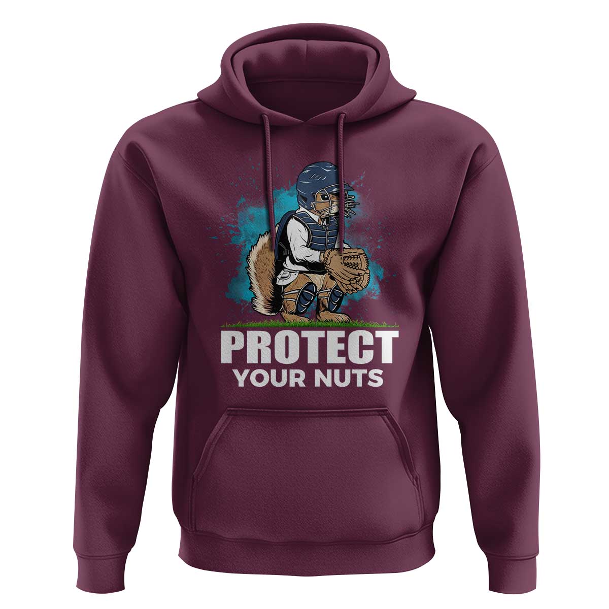Funny Baseball Squirrel Hoodie Protect Your Nuts Catcher - Wonder Print Shop