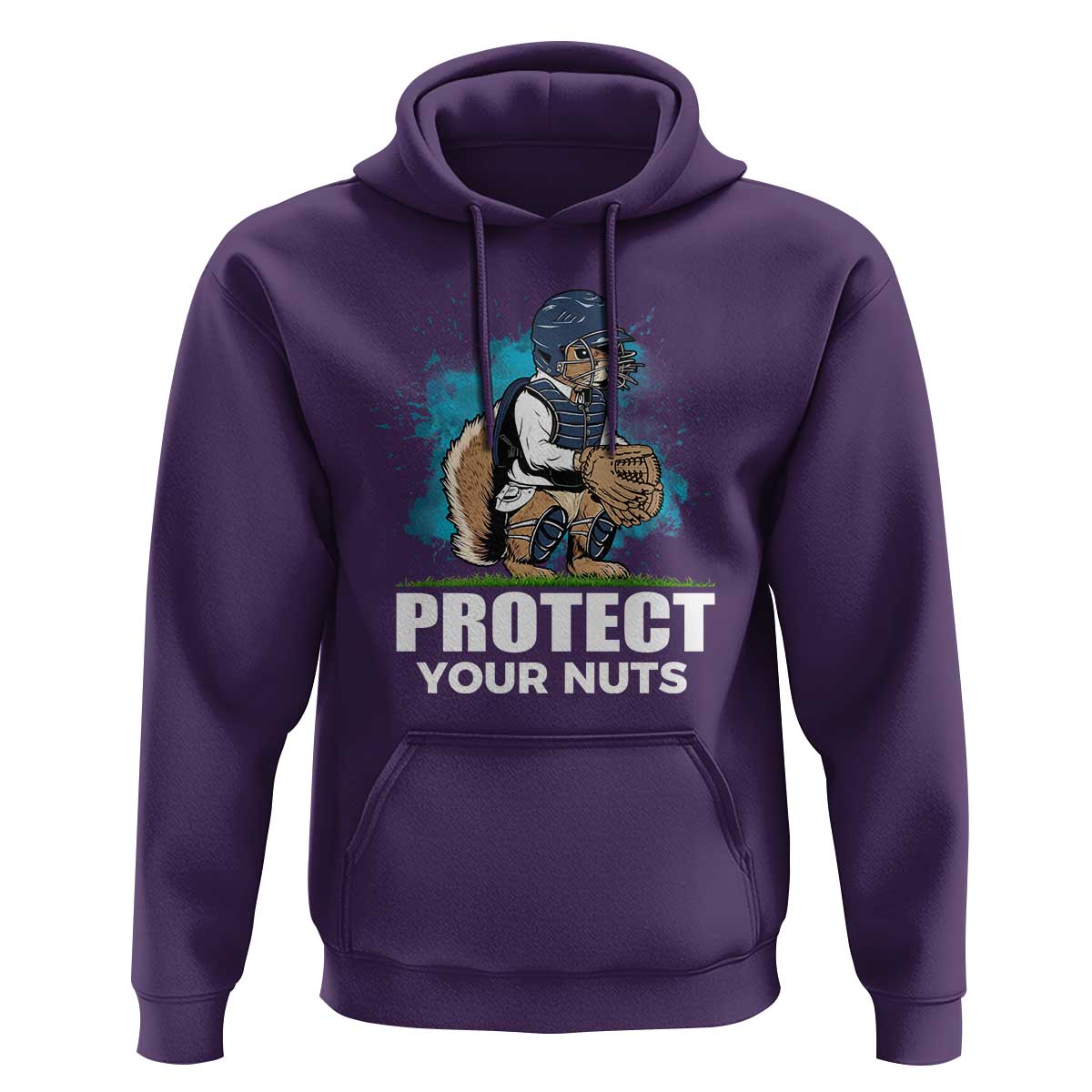 Funny Baseball Squirrel Hoodie Protect Your Nuts Catcher - Wonder Print Shop