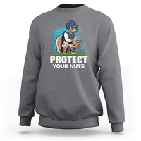 Funny Baseball Squirrel Sweatshirt Protect Your Nuts Catcher - Wonder Print Shop