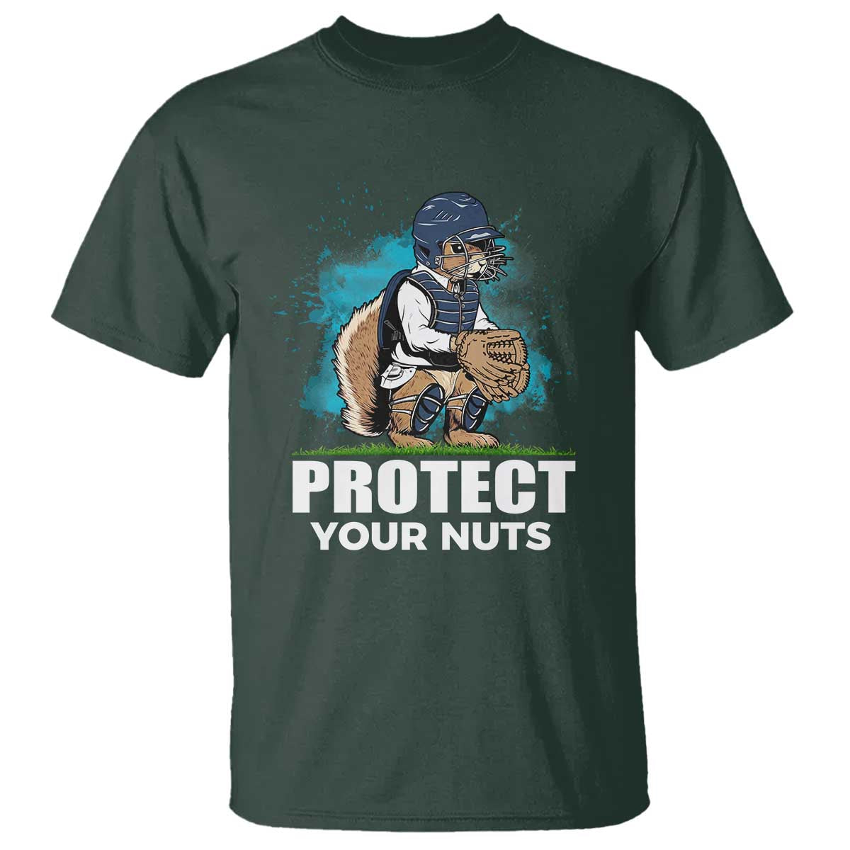 Funny Baseball Squirrel T Shirt Protect Your Nuts Catcher - Wonder Print Shop