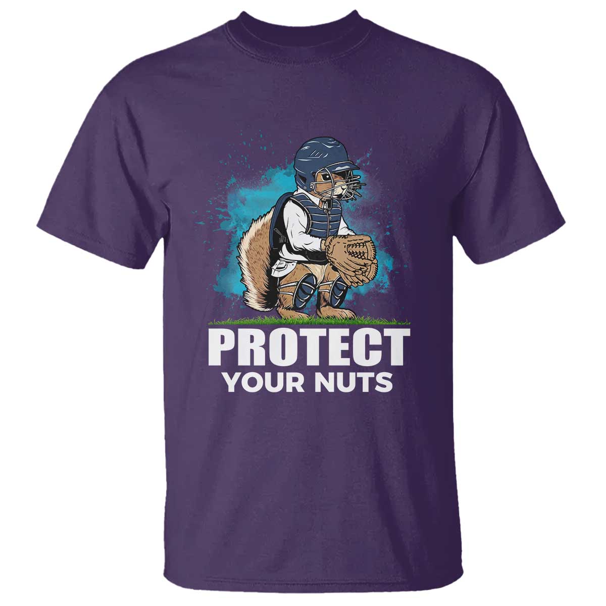 Funny Baseball Squirrel T Shirt Protect Your Nuts Catcher - Wonder Print Shop