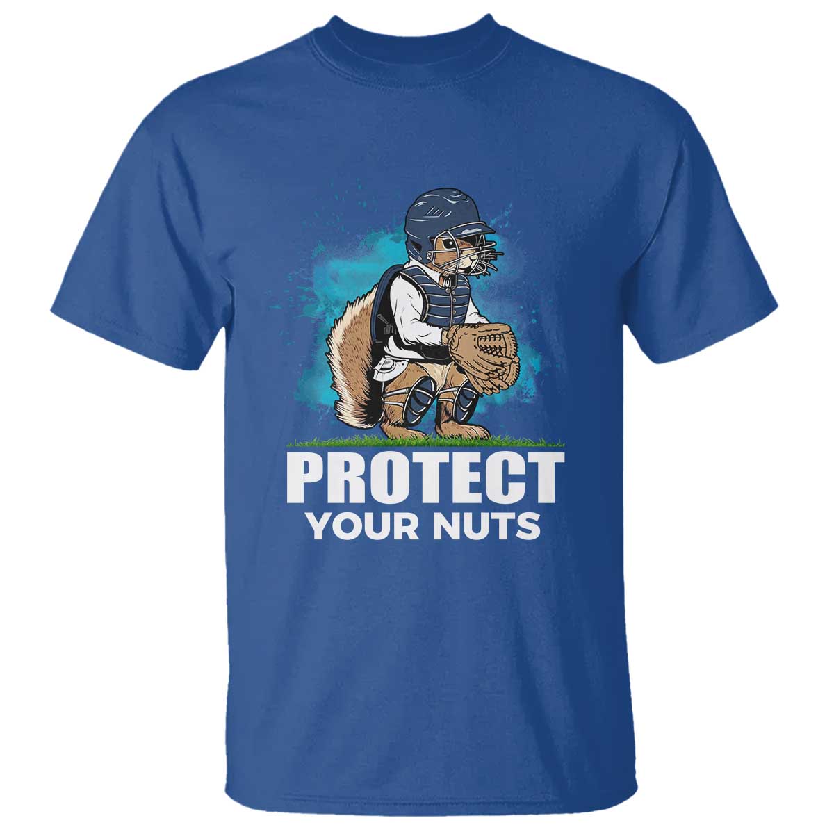 Funny Baseball Squirrel T Shirt Protect Your Nuts Catcher - Wonder Print Shop