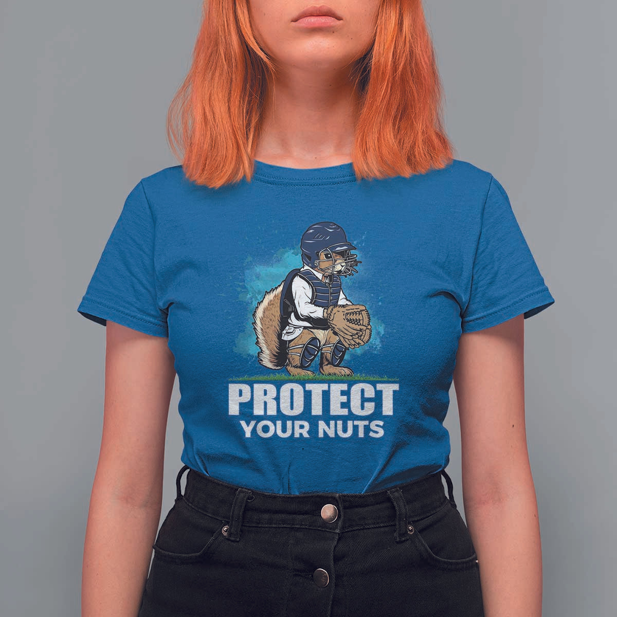 Funny Baseball Squirrel T Shirt For Women Protect Your Nuts Catcher - Wonder Print Shop