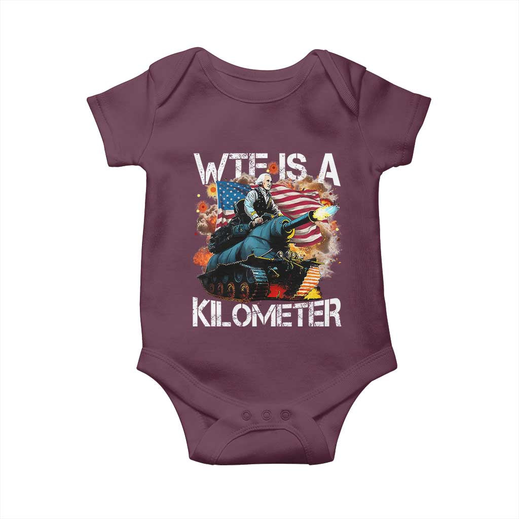 Funny WTF Is A Kilometer Baby Onesie Patriotic American Freedom George Washington - Wonder Print Shop