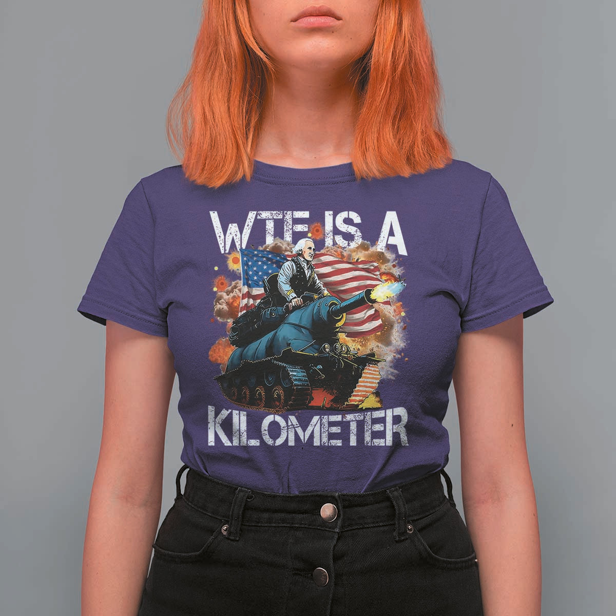 Funny WTF Is A Kilometer T Shirt For Women Patriotic American Freedom George Washington - Wonder Print Shop