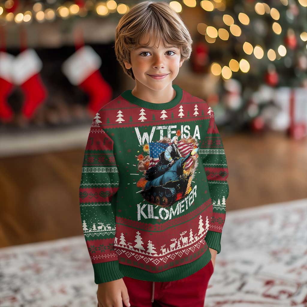 Funny WTF Is A Kilometer Knitted Sweatshirt Patriotic American Freedom George Washington - Wonder Print Shop