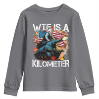 Funny WTF Is A Kilometer Youth Sweatshirt Patriotic American Freedom George Washington - Wonder Print Shop