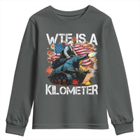 Funny WTF Is A Kilometer Youth Sweatshirt Patriotic American Freedom George Washington - Wonder Print Shop