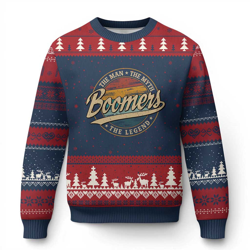 Boomers The Man The Myth The Legend Ugly Christmas Sweater Retro Baby Boomers Generation - Wonder Print Shop