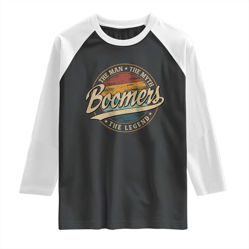 Boomers The Man The Myth The Legend Raglan Shirt Retro Baby Boomers Generation - Wonder Print Shop