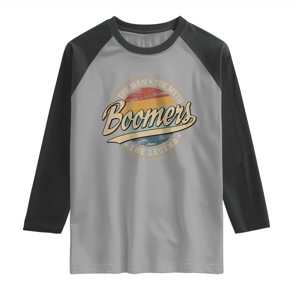 Boomers The Man The Myth The Legend Raglan Shirt Retro Baby Boomers Generation - Wonder Print Shop