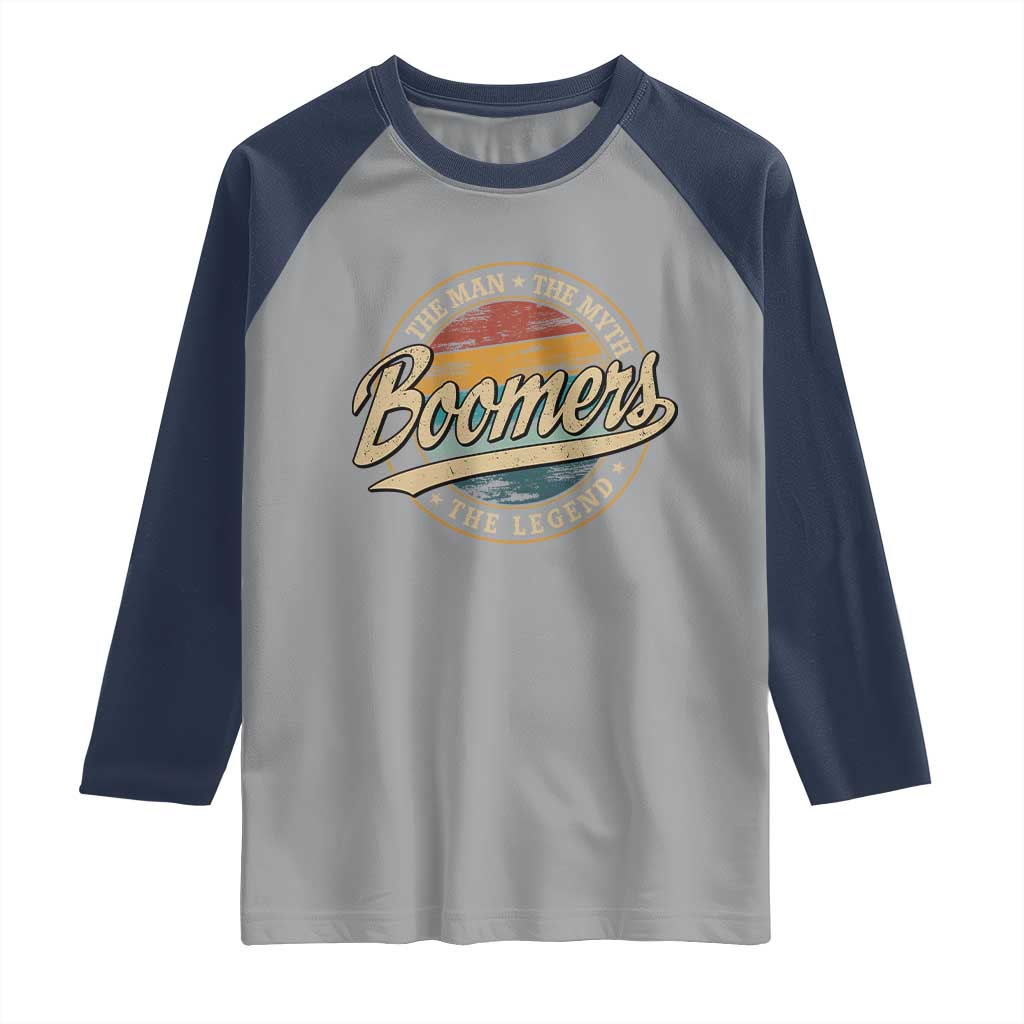 Boomers The Man The Myth The Legend Raglan Shirt Retro Baby Boomers Generation - Wonder Print Shop