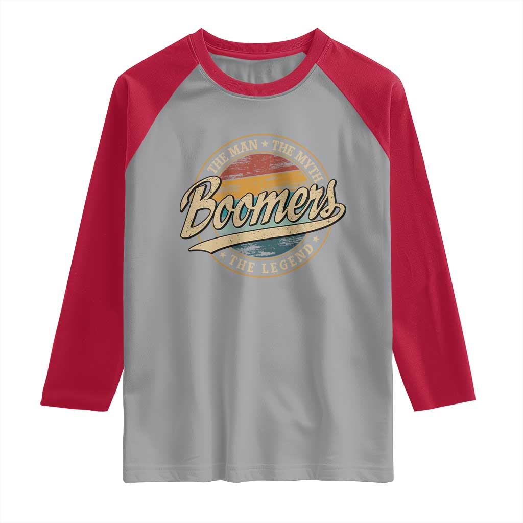 Boomers The Man The Myth The Legend Raglan Shirt Retro Baby Boomers Generation - Wonder Print Shop