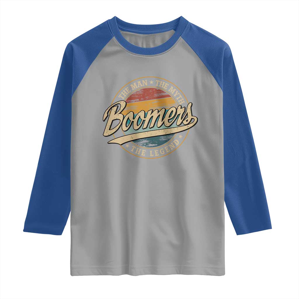 Boomers The Man The Myth The Legend Raglan Shirt Retro Baby Boomers Generation - Wonder Print Shop