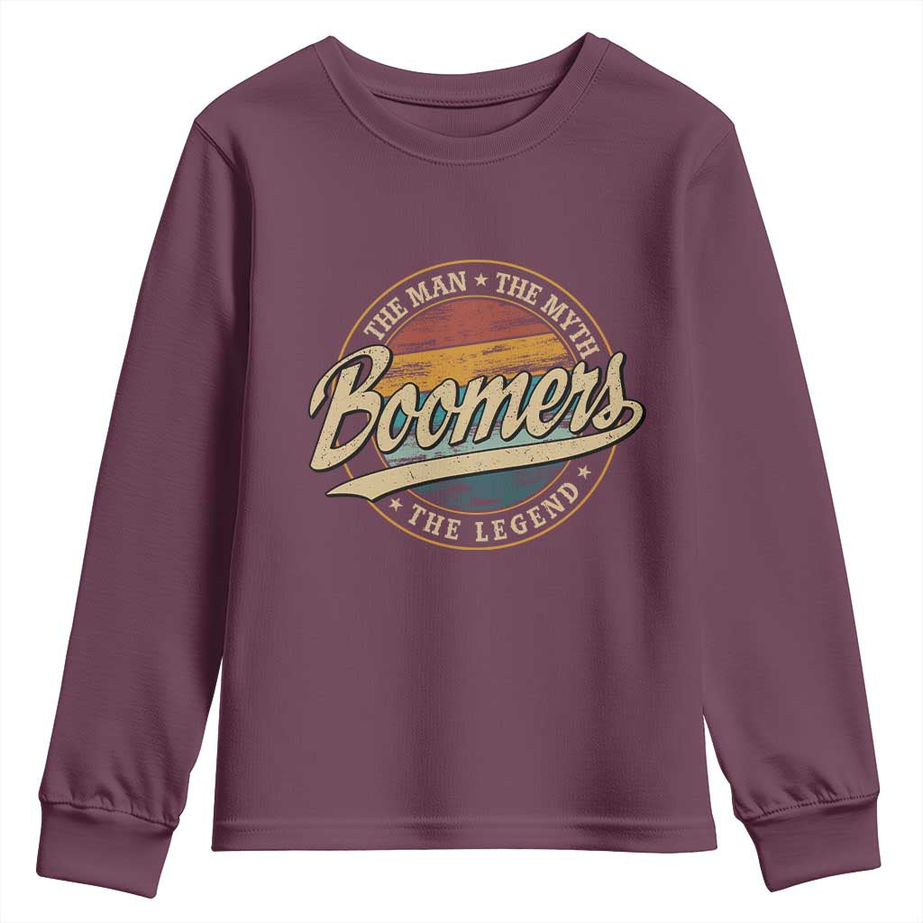 Boomers The Man The Myth The Legend Youth Sweatshirt Retro Baby Boomers Generation - Wonder Print Shop