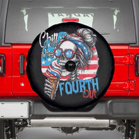 Funny Chill The Fourth Out 4th Of July Spare Tire Cover Patriotic Skeleton Popsicle US Flag - Wonder Print Shop