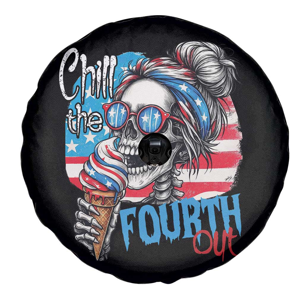 Funny Chill The Fourth Out 4th Of July Spare Tire Cover Patriotic Skeleton Popsicle US Flag - Wonder Print Shop