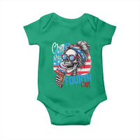 Funny Chill The Fourth Out 4th Of July Baby Onesie Patriotic Skeleton Popsicle US Flag - Wonder Print Shop