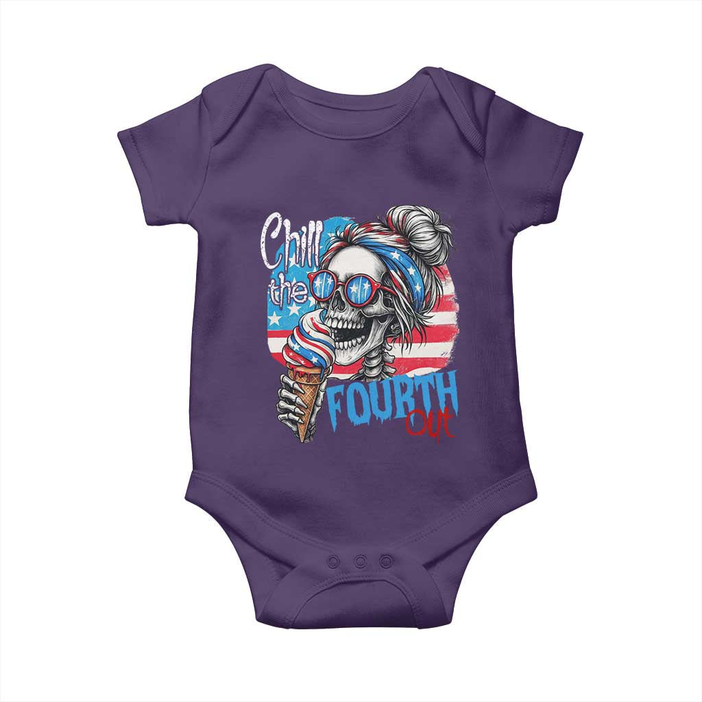 Funny Chill The Fourth Out 4th Of July Baby Onesie Patriotic Skeleton Popsicle US Flag - Wonder Print Shop