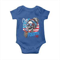 Funny Chill The Fourth Out 4th Of July Baby Onesie Patriotic Skeleton Popsicle US Flag - Wonder Print Shop