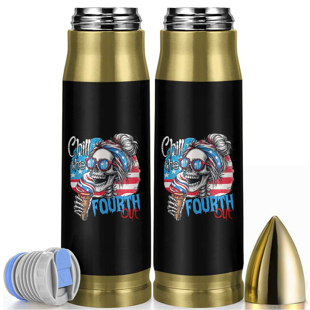 Funny Chill The Fourth Out 4th Of July Bullet Tumbler Patriotic Skeleton Popsicle US Flag - Wonder Print Shop