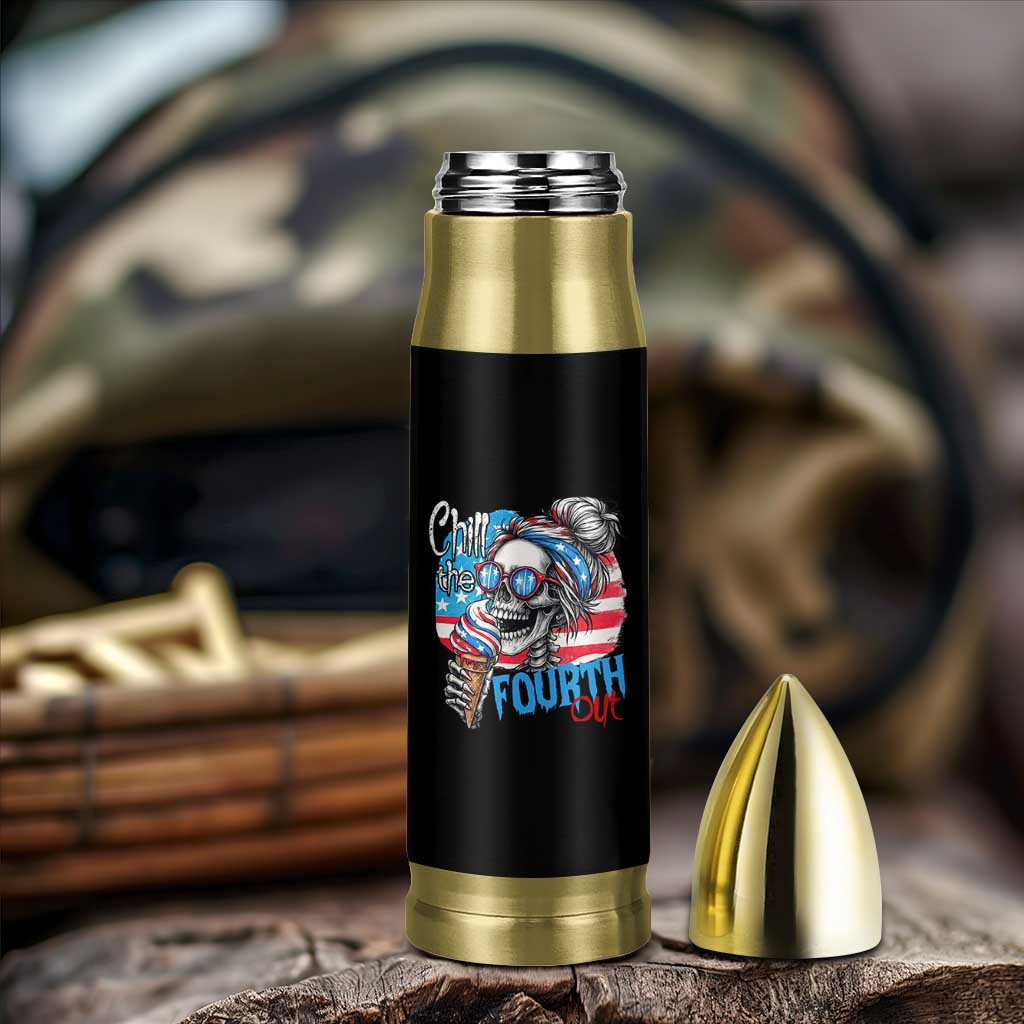 Funny Chill The Fourth Out 4th Of July Bullet Tumbler Patriotic Skeleton Popsicle US Flag - Wonder Print Shop