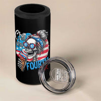 Funny Chill The Fourth Out 4th Of July 4 in 1 Can Cooler Tumbler Patriotic Skeleton Popsicle US Flag - Wonder Print Shop