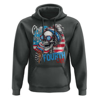 Funny Chill The Fourth Out 4th Of July Hoodie Patriotic Skeleton Popsicle US Flag - Wonder Print Shop