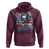 Funny Chill The Fourth Out 4th Of July Hoodie Patriotic Skeleton Popsicle US Flag - Wonder Print Shop