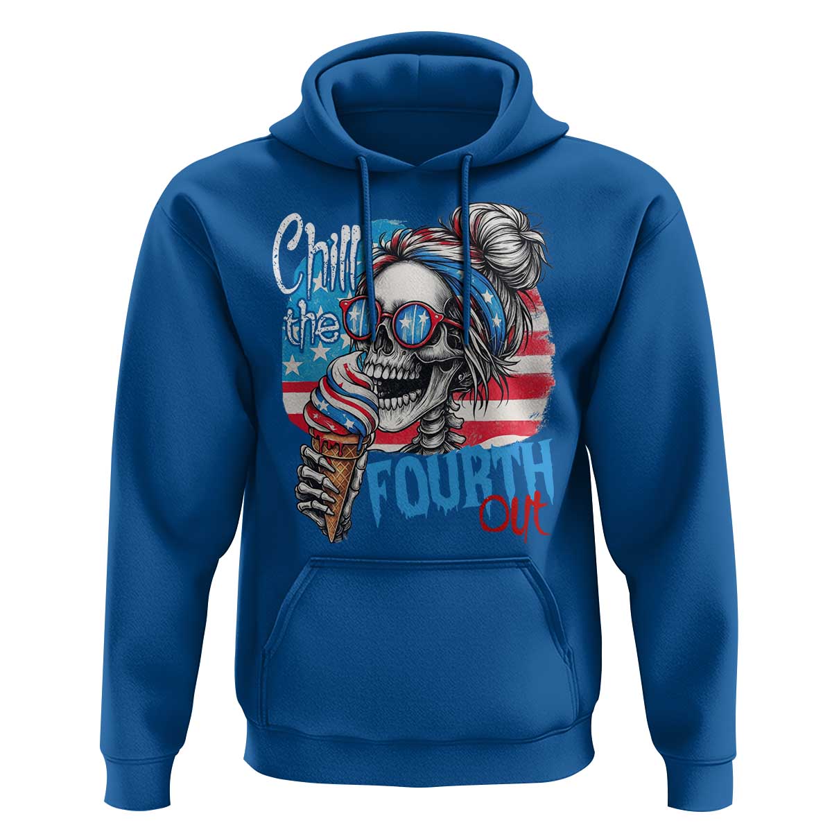 Funny Chill The Fourth Out 4th Of July Hoodie Patriotic Skeleton Popsicle US Flag - Wonder Print Shop