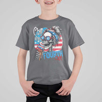 Funny Chill The Fourth Out 4th Of July T Shirt For Kid Patriotic Skeleton Popsicle US Flag - Wonder Print Shop