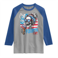 Funny Chill The Fourth Out 4th Of July Raglan Shirt Patriotic Skeleton Popsicle US Flag - Wonder Print Shop