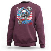 Funny Chill The Fourth Out 4th Of July Sweatshirt Patriotic Skeleton Popsicle US Flag - Wonder Print Shop