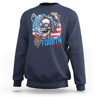 Funny Chill The Fourth Out 4th Of July Sweatshirt Patriotic Skeleton Popsicle US Flag - Wonder Print Shop