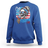 Funny Chill The Fourth Out 4th Of July Sweatshirt Patriotic Skeleton Popsicle US Flag - Wonder Print Shop