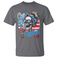 Funny Chill The Fourth Out 4th Of July T Shirt Patriotic Skeleton Popsicle US Flag - Wonder Print Shop