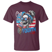 Funny Chill The Fourth Out 4th Of July T Shirt Patriotic Skeleton Popsicle US Flag - Wonder Print Shop