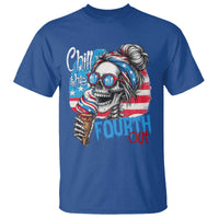 Funny Chill The Fourth Out 4th Of July T Shirt Patriotic Skeleton Popsicle US Flag - Wonder Print Shop