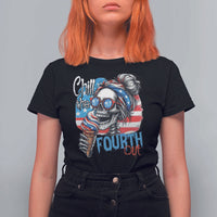 Funny Chill The Fourth Out 4th Of July T Shirt For Women Patriotic Skeleton Popsicle US Flag - Wonder Print Shop
