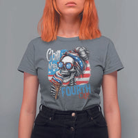 Funny Chill The Fourth Out 4th Of July T Shirt For Women Patriotic Skeleton Popsicle US Flag - Wonder Print Shop