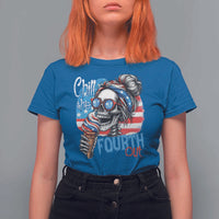Funny Chill The Fourth Out 4th Of July T Shirt For Women Patriotic Skeleton Popsicle US Flag - Wonder Print Shop