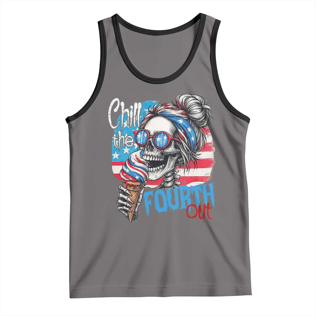 Funny Chill The Fourth Out 4th Of July Tank Top Patriotic Skeleton Popsicle US Flag - Wonder Print Shop